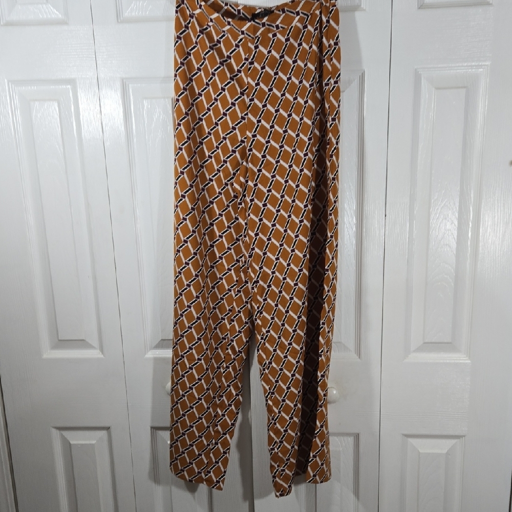 Forever 21 Orange Geometric A-Line Skirt